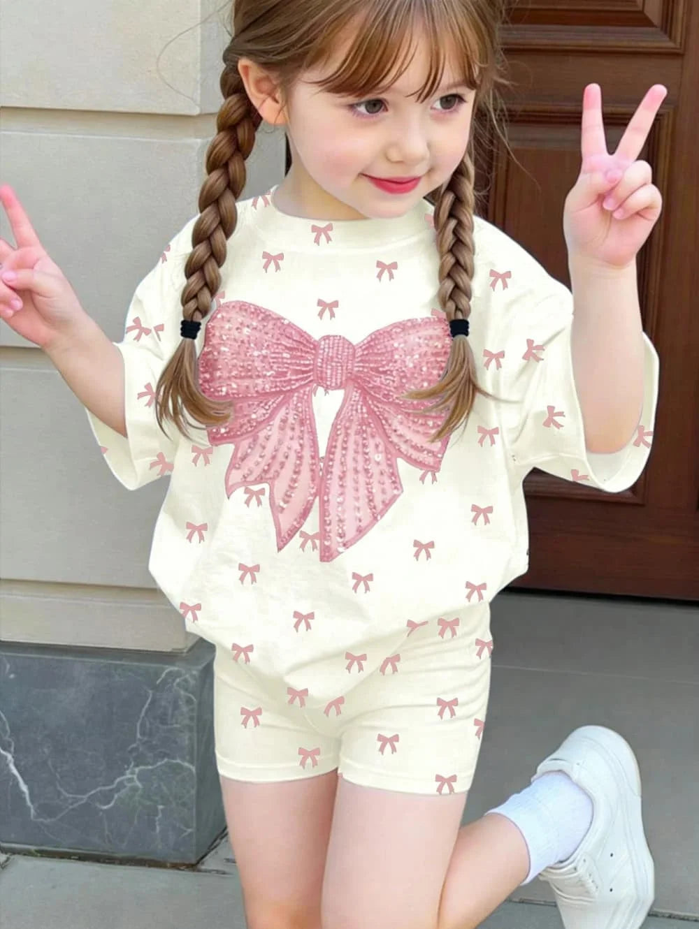 Bow shorts & tshirt Set
