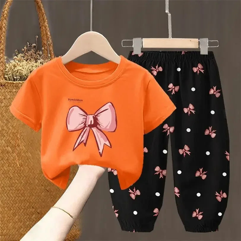 Summer T-shirt Top Pants 2pcs Set