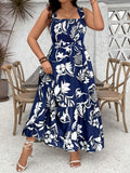 Floral Halter Dress with Ruffle Hem
