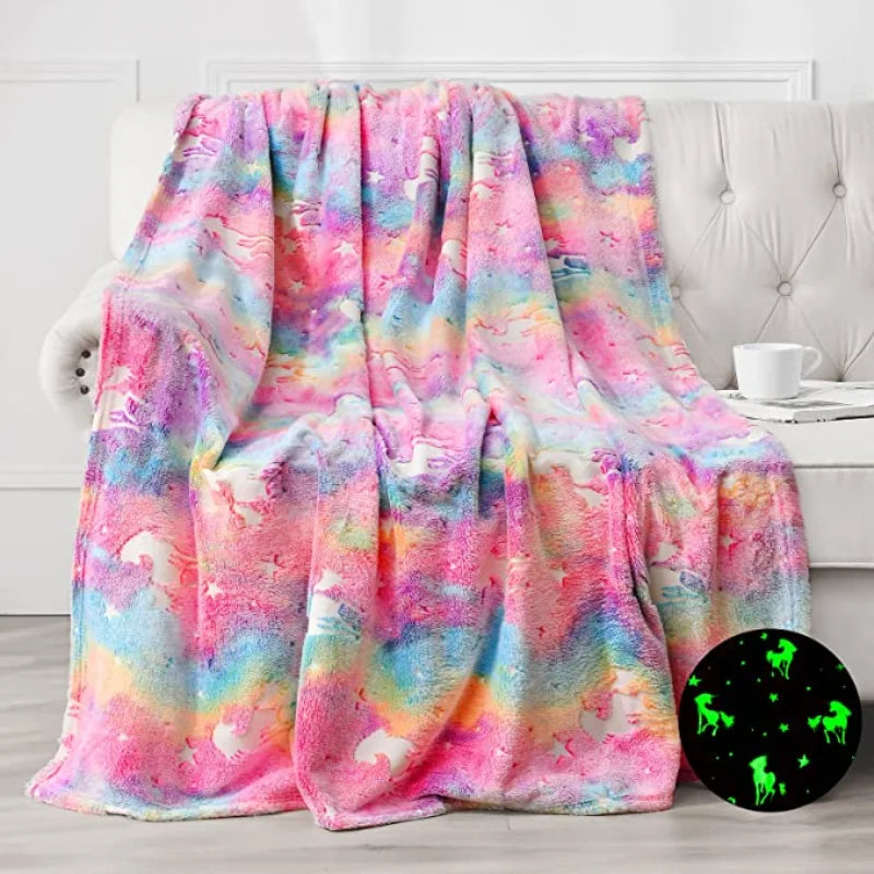 New spacecra Glow in The Dark Blanket Unicorn Gift