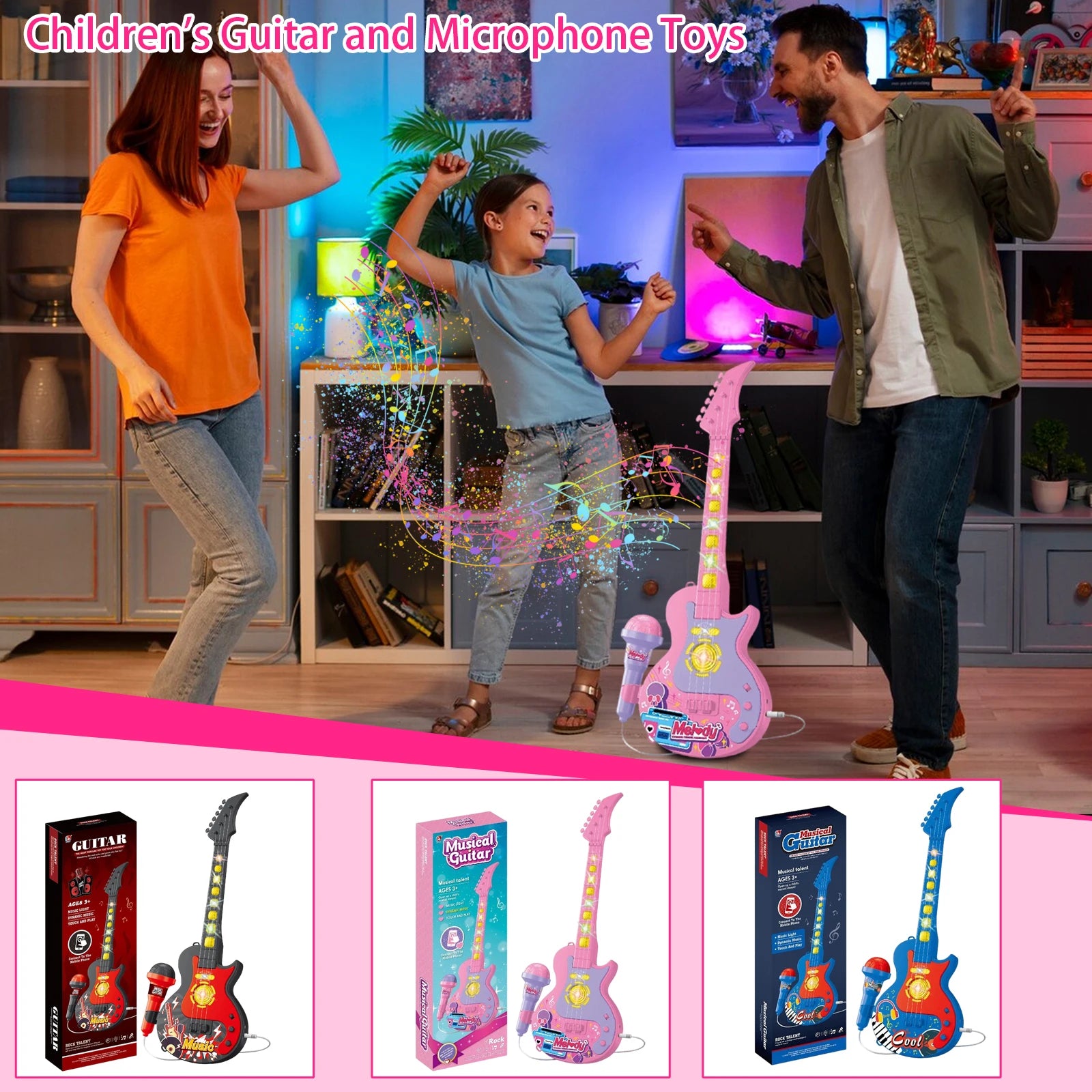 Children'S Guitar And Microphone Toys Guitar