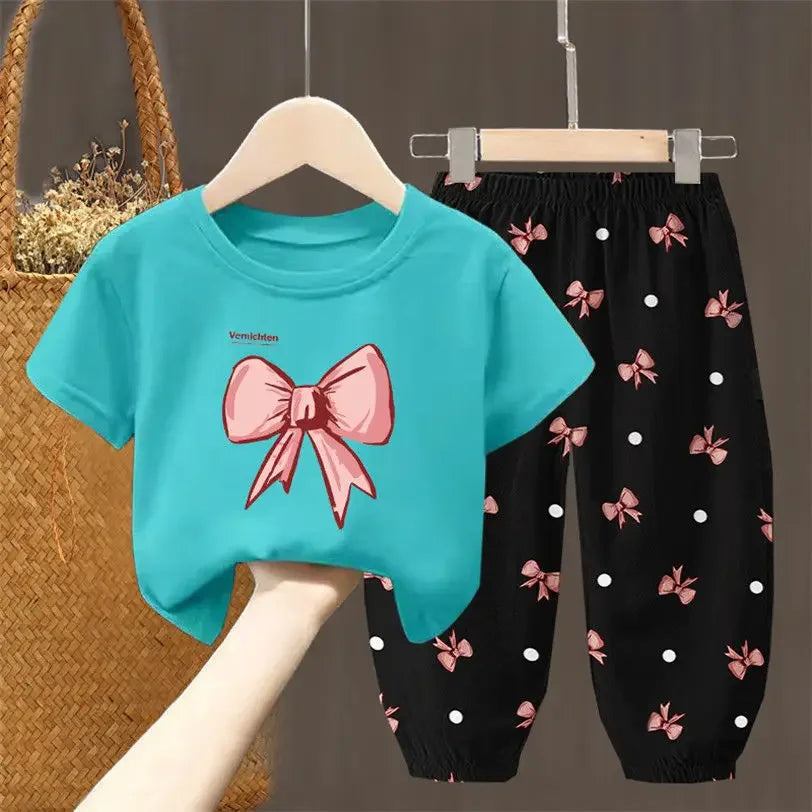 Summer T-shirt Top Pants 2pcs Set