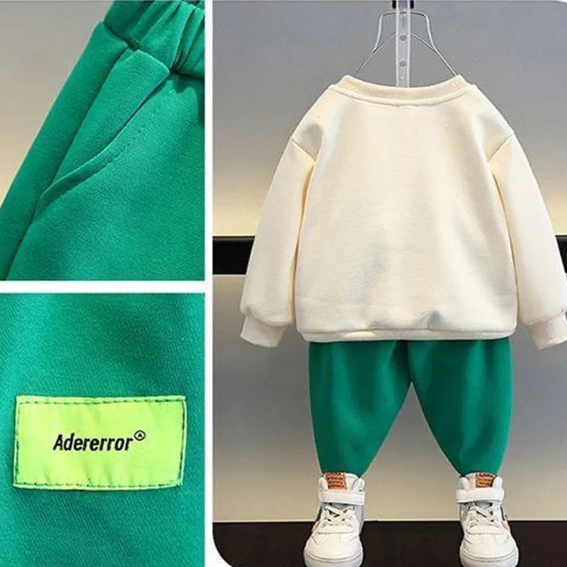 2026 New Kids 2-Piece Outfit Set Cute Sweatshirt + Elastic Waist Pants Casual Tracksuit  Spring Autumn Children Fashion Clothing
