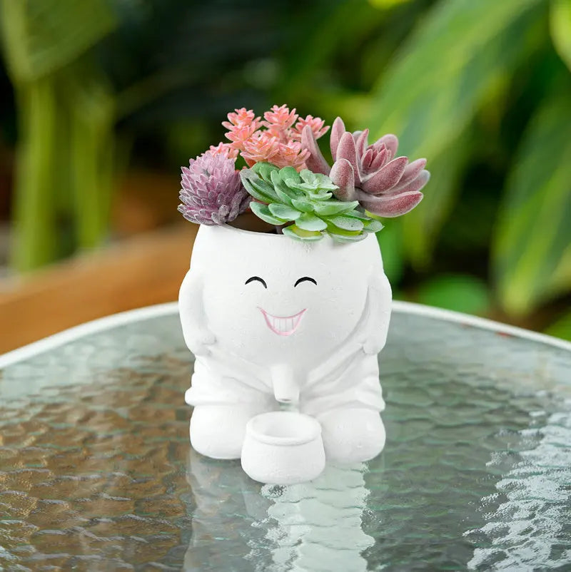 Nordic Green Plant Pot, Horticultural Flower Vase Creative Doll Resin Ornament Outdoor Succulent Flowerpot Hanging Planter