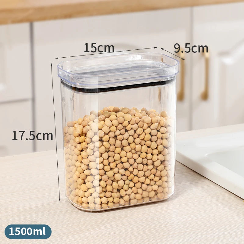 Large Capacity Sealed Jar Kitchen Cabinet Organizer Grain Soybean Nuts Storage Refrigerator Crisper Strong Plastic Sealed Tank
