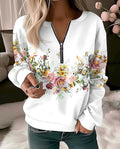 Flower Painting Sweatshirt Zip Up Hoodie