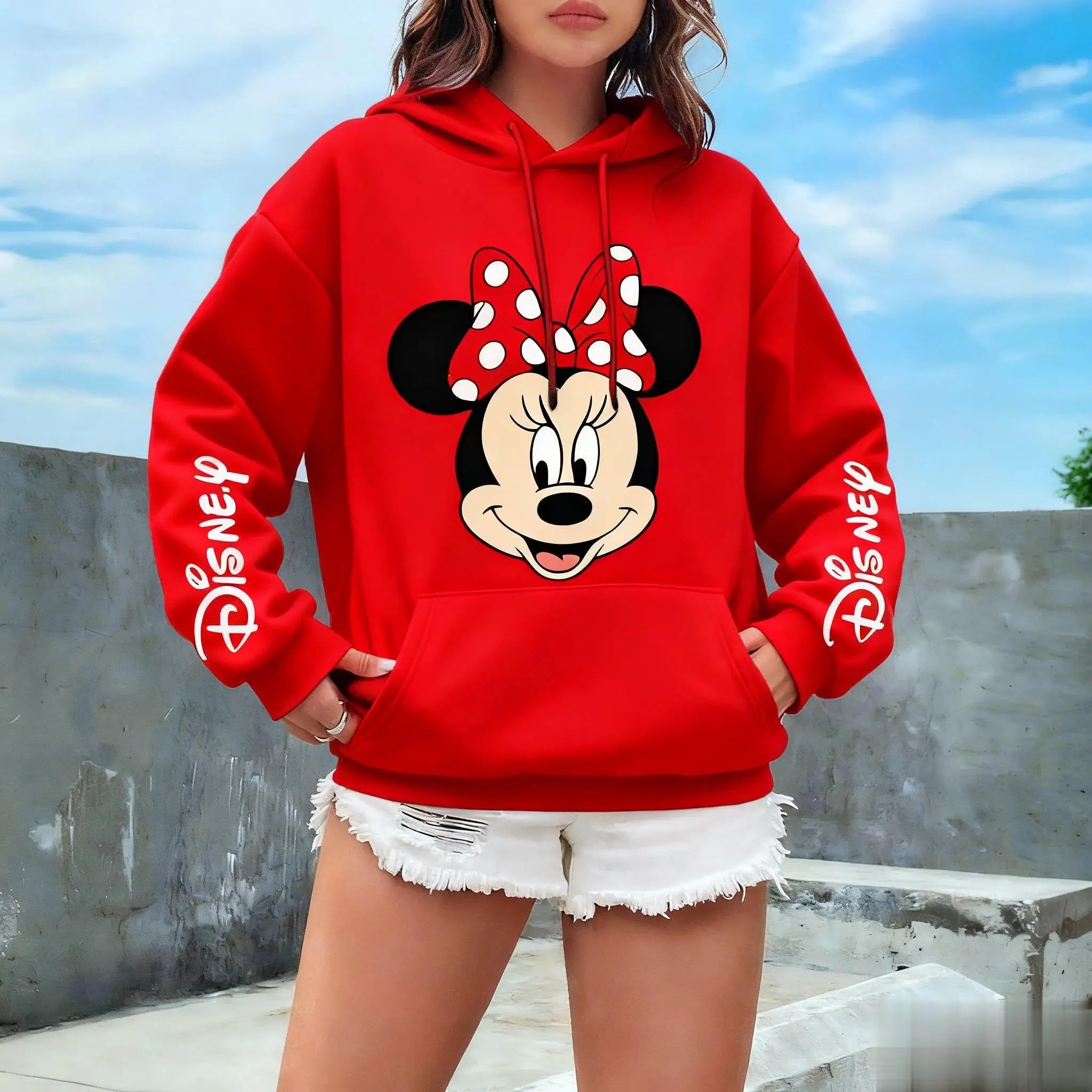Minnie Mouse Disney Print Hoodie Women Men Oversized Casual Pullover Sweatshirt Streetwear Unisex Spring Autumn New Fashion