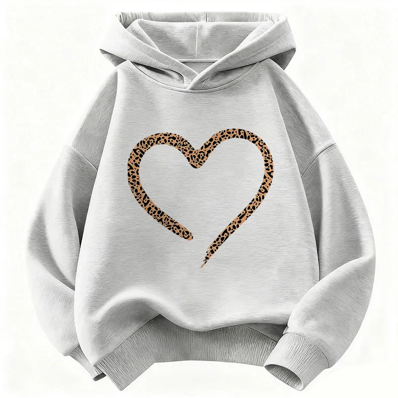 Leopard print heart sweater