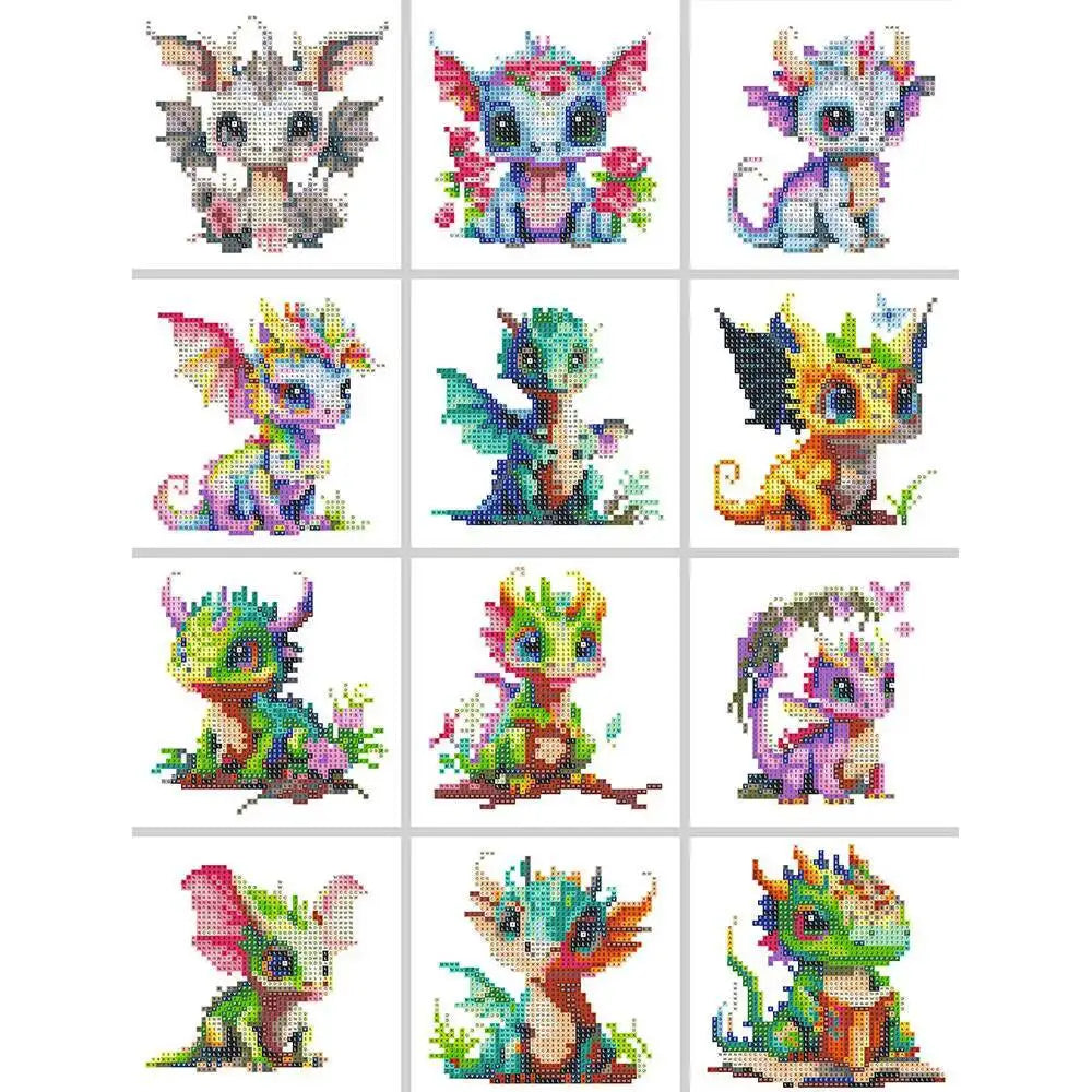 12pcs Dinosaur Diamond Painting