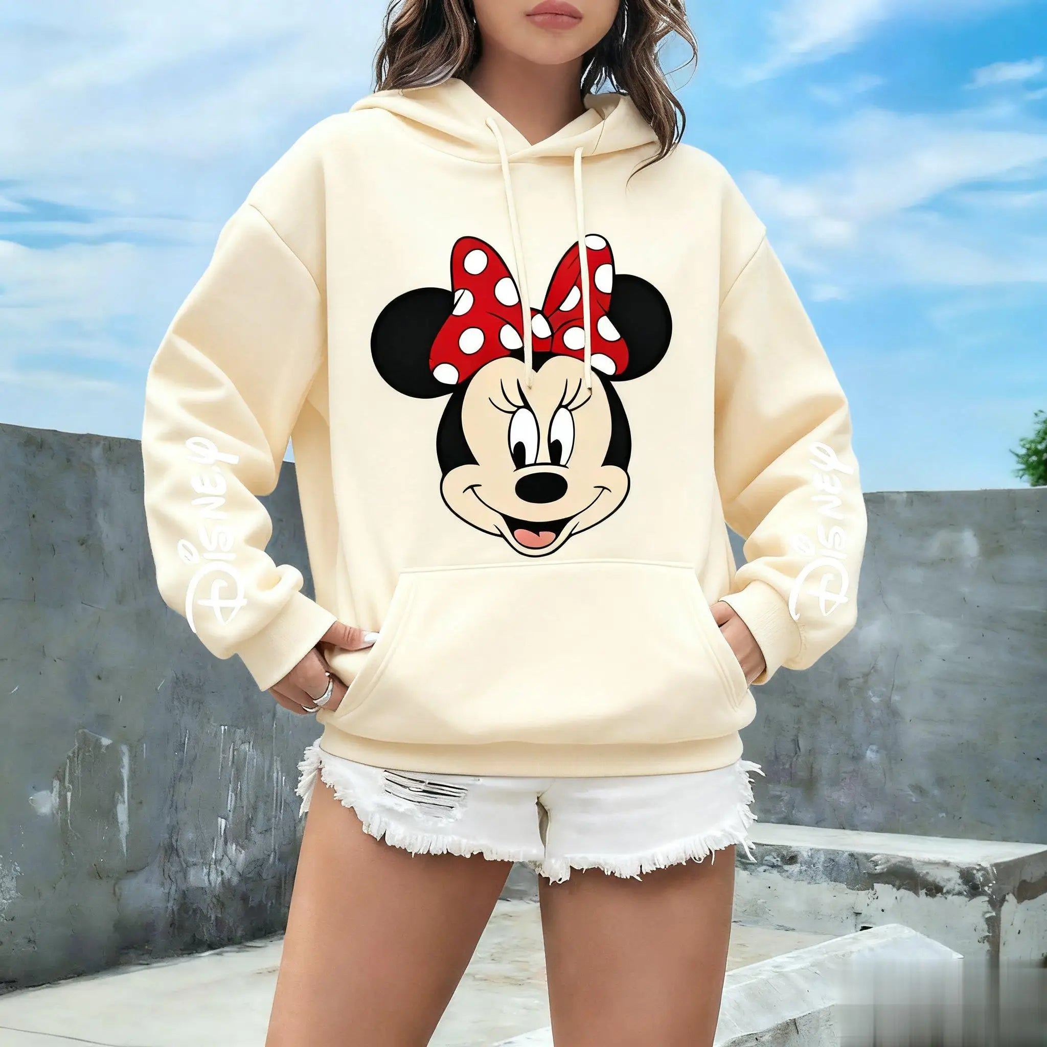 Minnie Mouse Disney Print Hoodie Women Men Oversized Casual Pullover Sweatshirt Streetwear Unisex Spring Autumn New Fashion