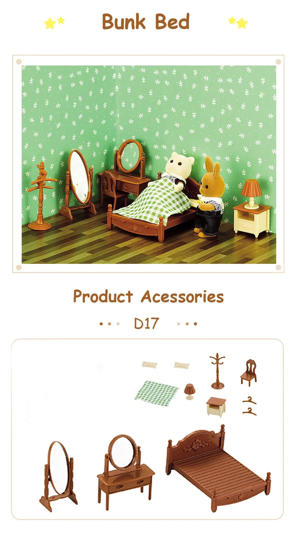 Miniature Furniture Forest Family Kitchen Toy