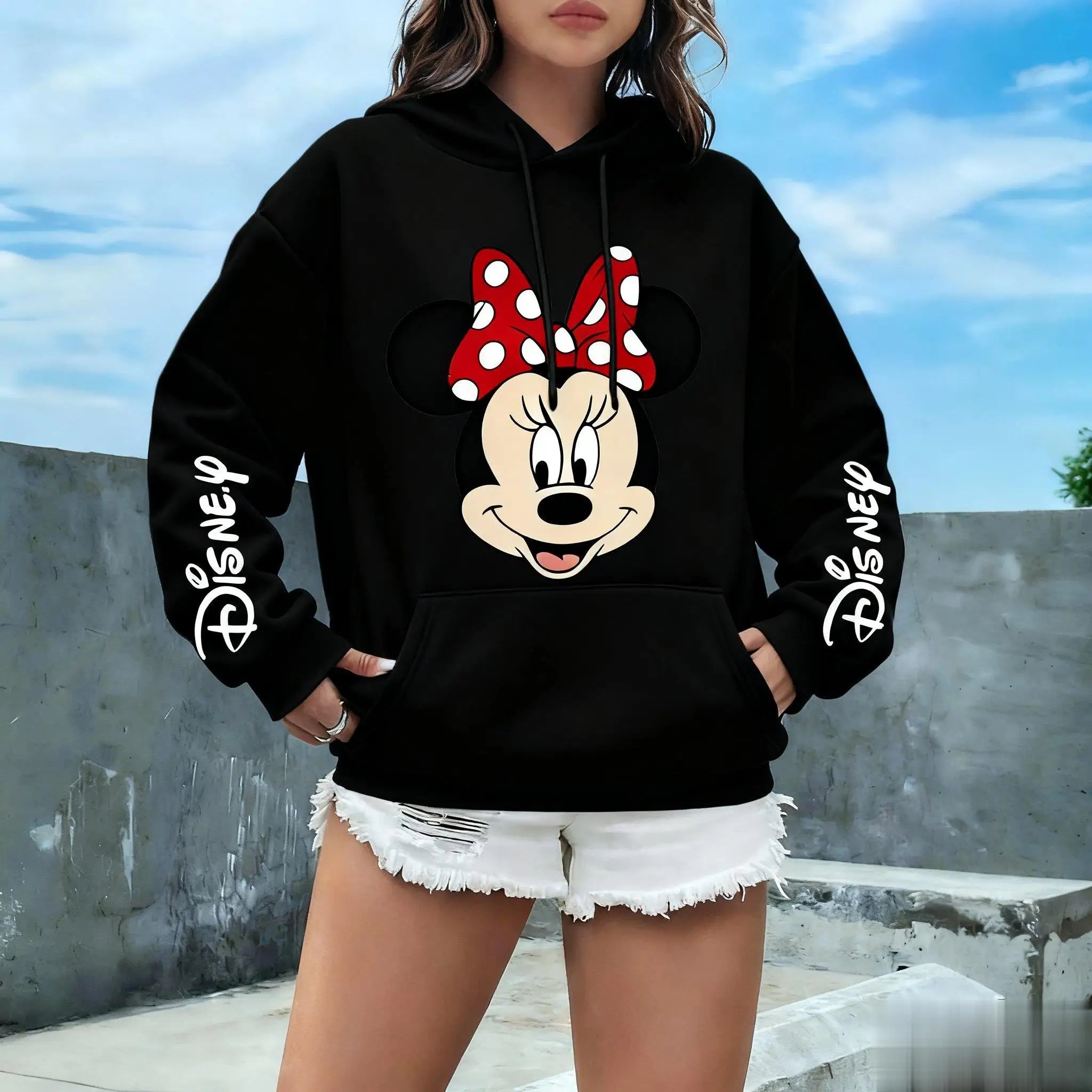 Minnie Mouse Disney Print Hoodie Women Men Oversized Casual Pullover Sweatshirt Streetwear Unisex Spring Autumn New Fashion