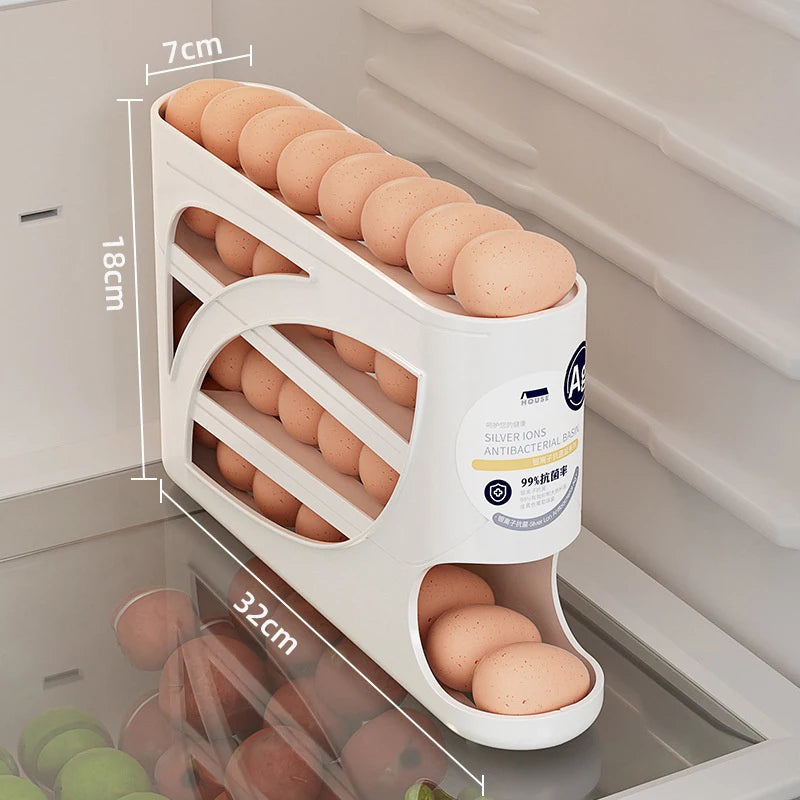 New 4 Layers Rolling Egg Holder Rack Fridge Egg Storage Box Container Kitchen Refrigerator Egg Dispenser Fridge Organizer