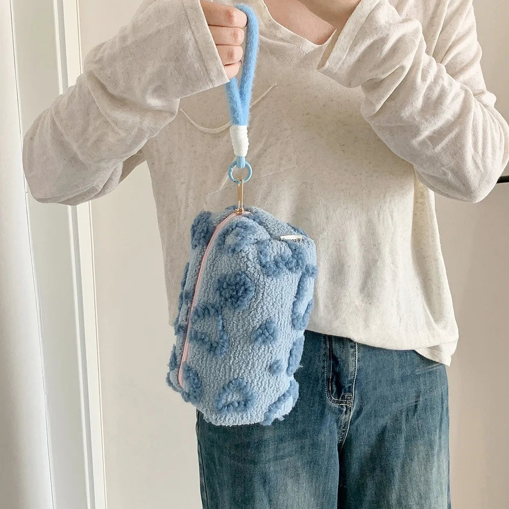 ins wind plush cosmetic bag