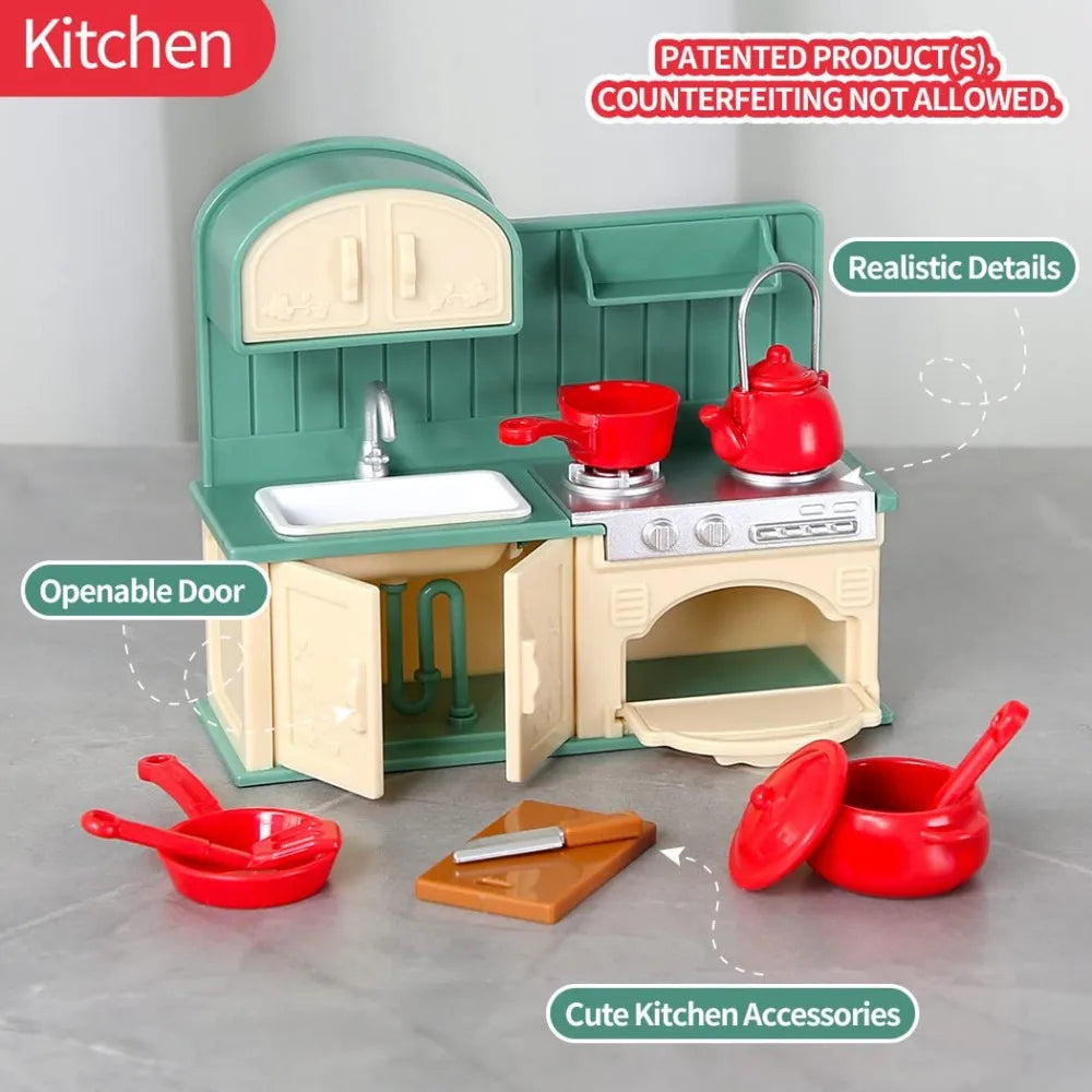 Miniature Furniture Forest Family Kitchen Toy