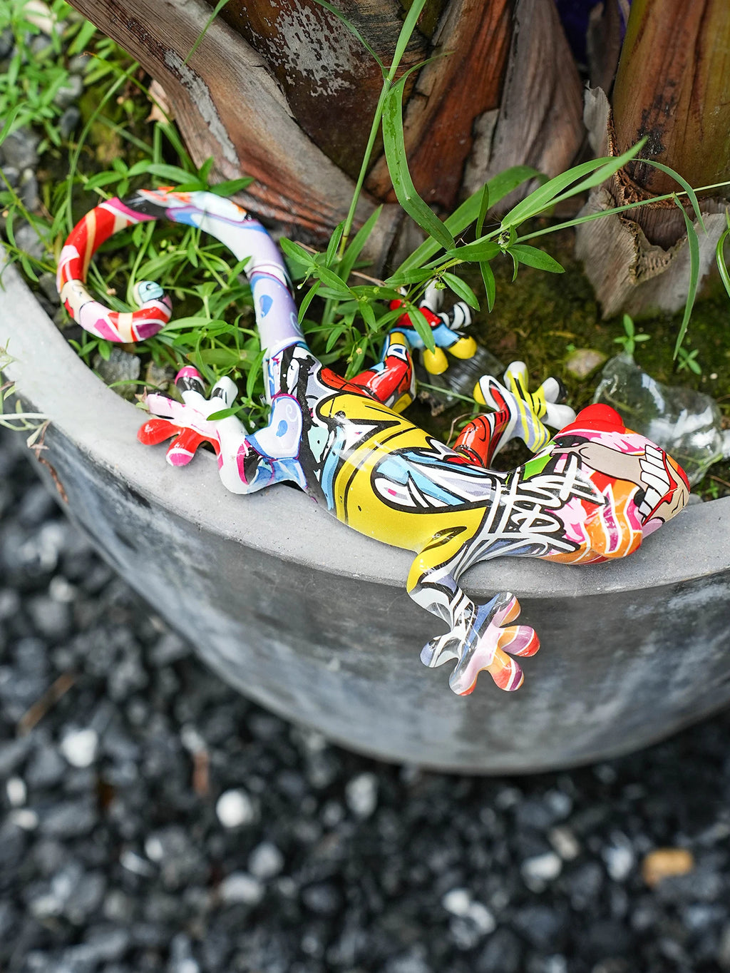 Garden Decor Statue Resin Gecko Wall Art Decor, Water Transfer Figurines Lizard Outdoor Hanging Decorations For Home Decor