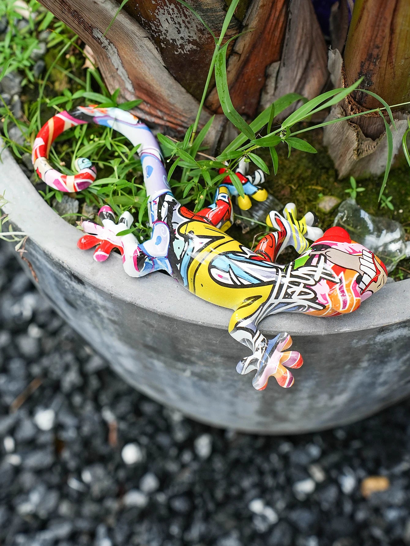 Garden Decor Statue Resin Gecko Wall Art Decor, Water Transfer Figurines Lizard Outdoor Hanging Decorations For Home Decor