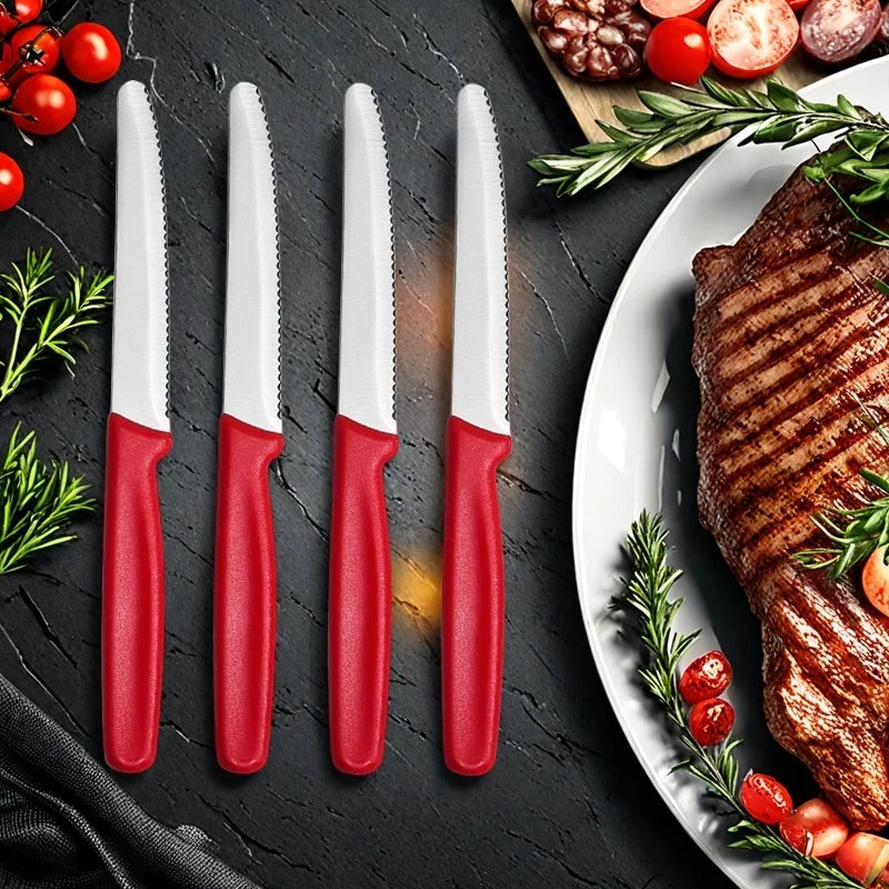 4/6/8 Stainless Steel Serrated Steak knife Round Tip Fruit And Vegetable Paring Knife Kitchen Baking Toast Serrated Bread Knives