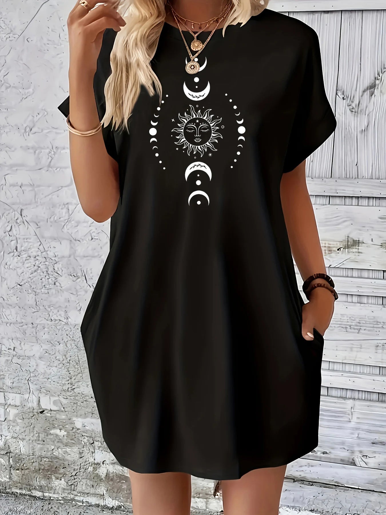 Loose Moon & Earth tshirt dress