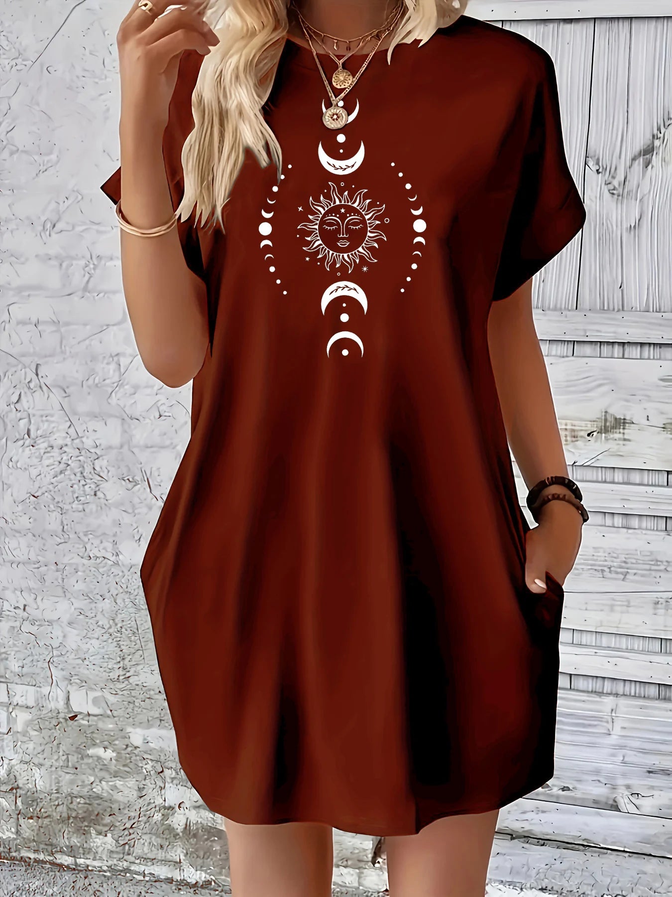 Loose Moon & Earth tshirt dress