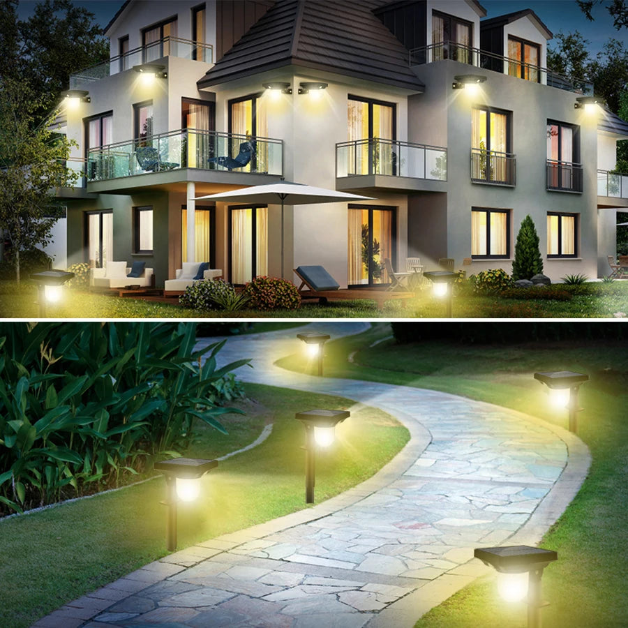 1-4PC Solar Landscape Spotlights Garden Motion Sensor Pathway Lights 3 Modes Waterproof Wall Lamp Patio Lawn Walkway Decor