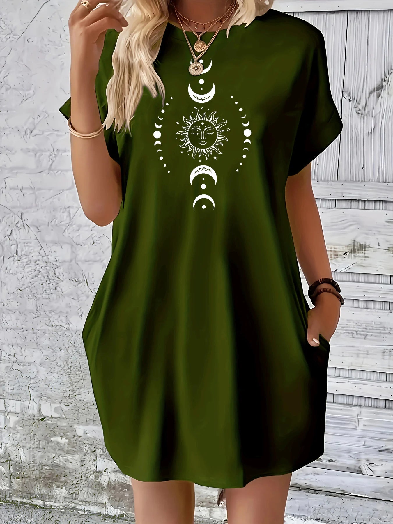 Loose Moon & Earth tshirt dress