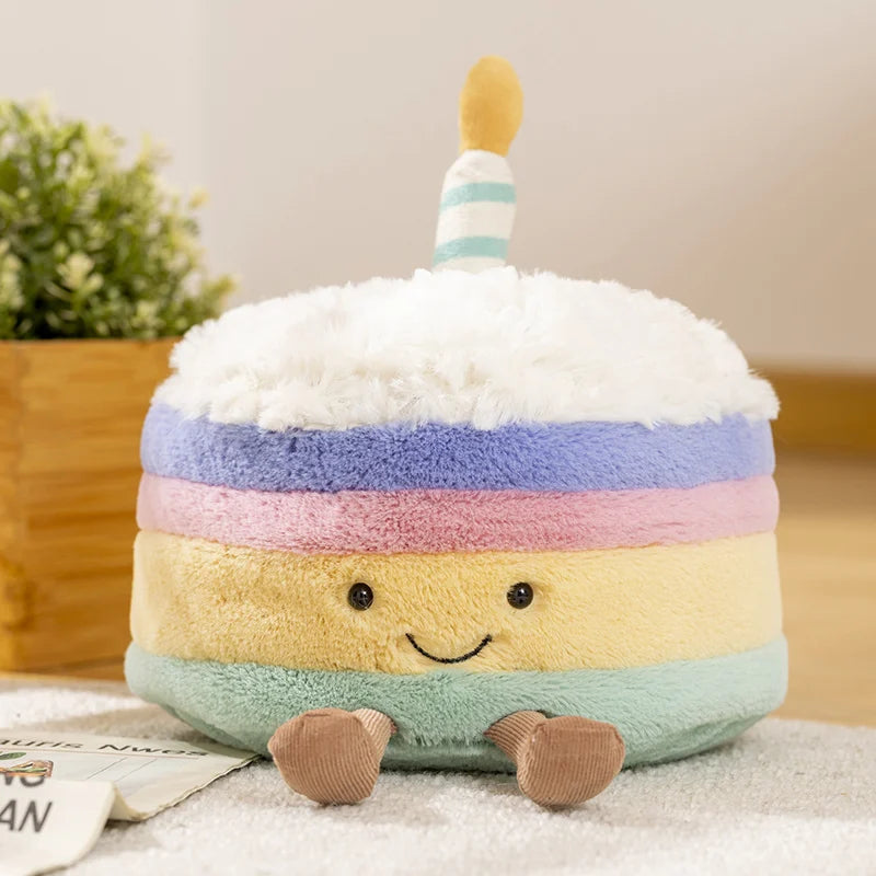 Cute Strawberry/Lemon Tart Plush Toy Soft Stuffed Dessert Doll Kawaii Smiling Food Toy for Kids Birthday Xmas Gift Home Decor
