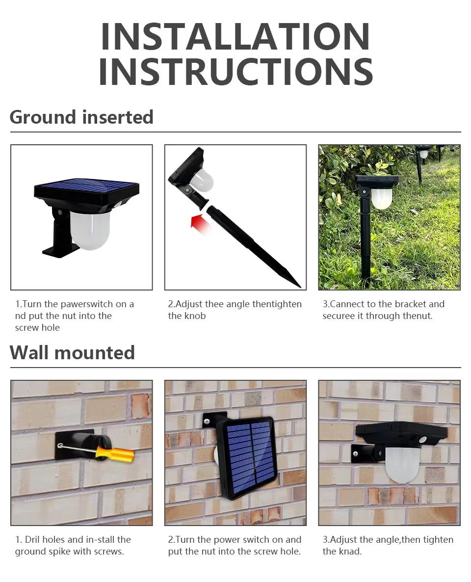 1-4PC Solar Landscape Spotlights Garden Motion Sensor Pathway Lights 3 Modes Waterproof Wall Lamp Patio Lawn Walkway Decor