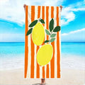 1Pc, Lemon Print Beach Towel, Extra Large Size, Quick-Drying Polyester Fiber Material, Sand-Resistant Design, Suitable for Beach, Pool, and Travel Use, Summer Gift, Tropical Style.