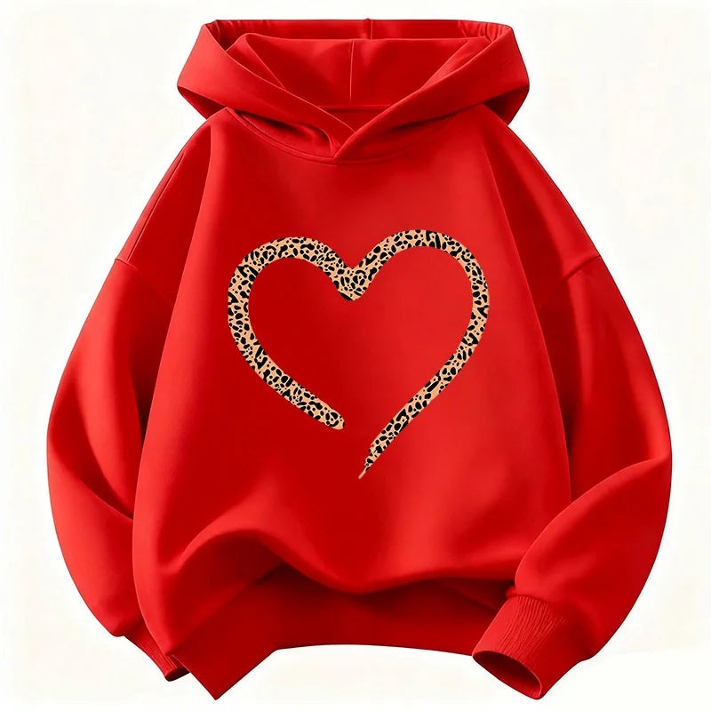 Leopard print heart sweater
