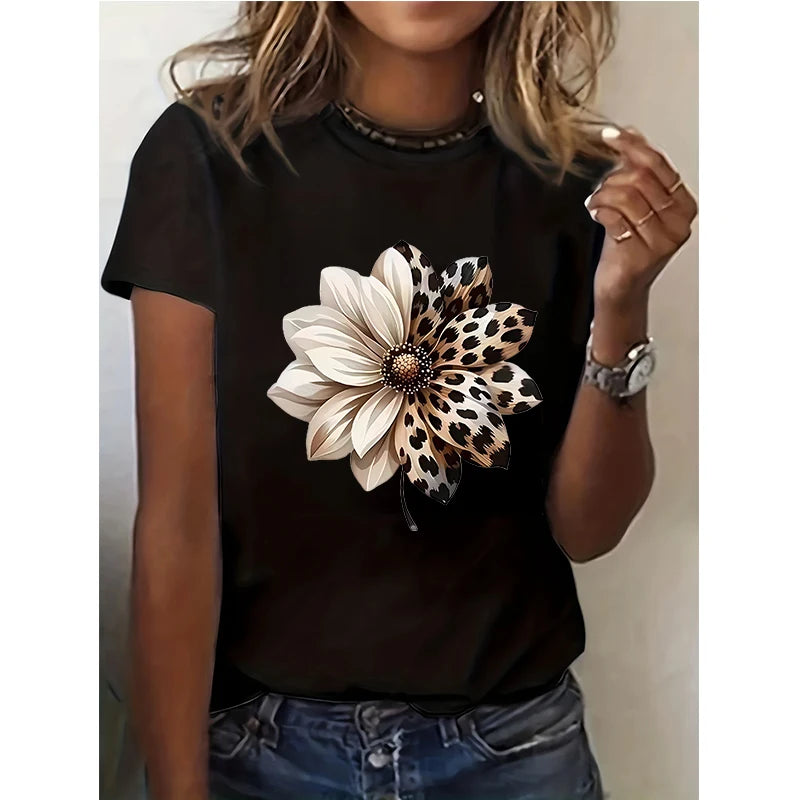 Women's Leopard Floral Tee