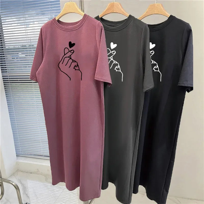 Heart-print  Loose Dress
