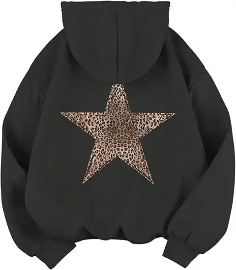 Leopard Star Graphic Hoodies