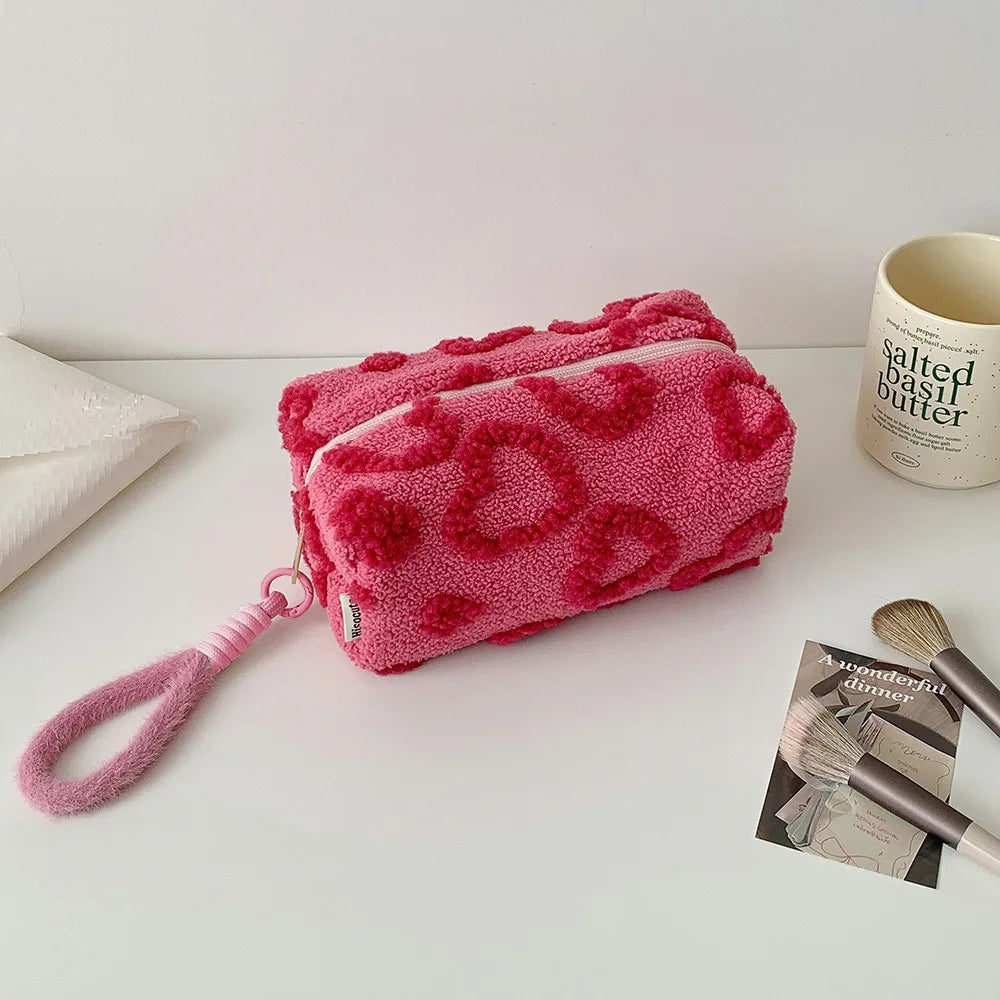 ins wind plush cosmetic bag