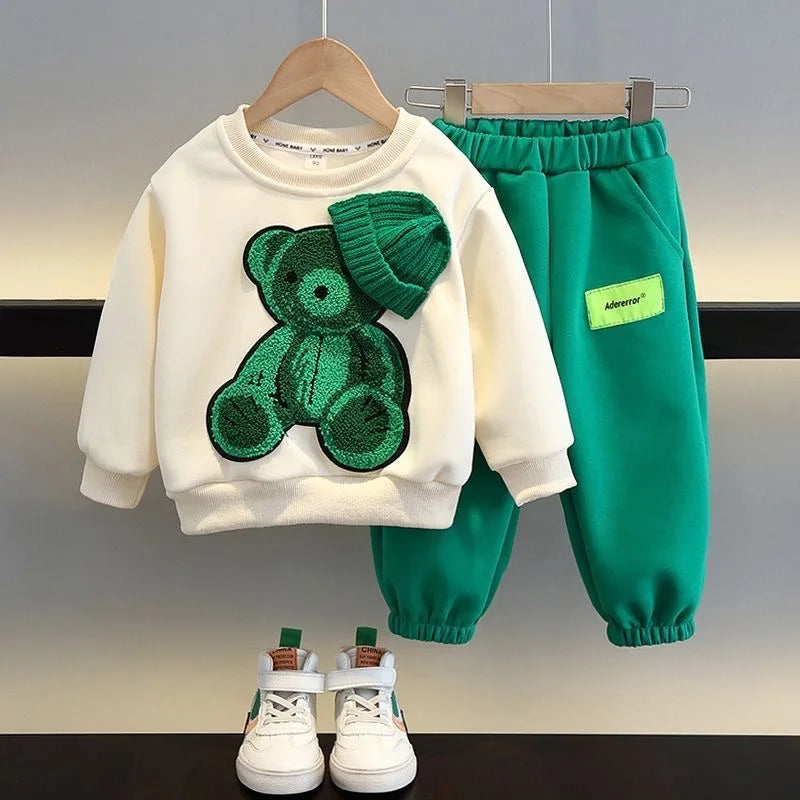 2026 New Kids 2-Piece Outfit Set Cute Sweatshirt + Elastic Waist Pants Casual Tracksuit  Spring Autumn Children Fashion Clothing