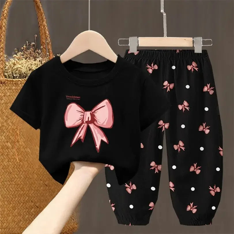 Summer T-shirt Top Pants 2pcs Set
