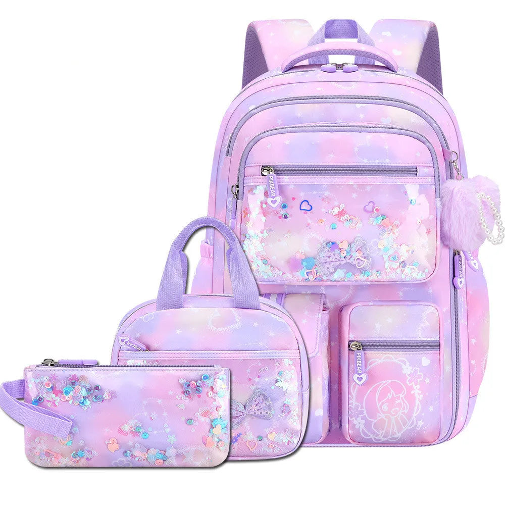 Fashion Love Pendant 3-Piece Set School Backpack