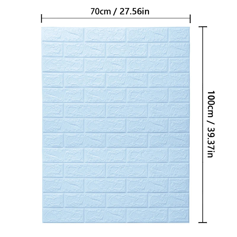 3D Soft Foam Brick Wallpaper Sticker Roll DIY Self Adhesive Living Room Home Kitchen Bathroom Decorative Wall Paper White Blue