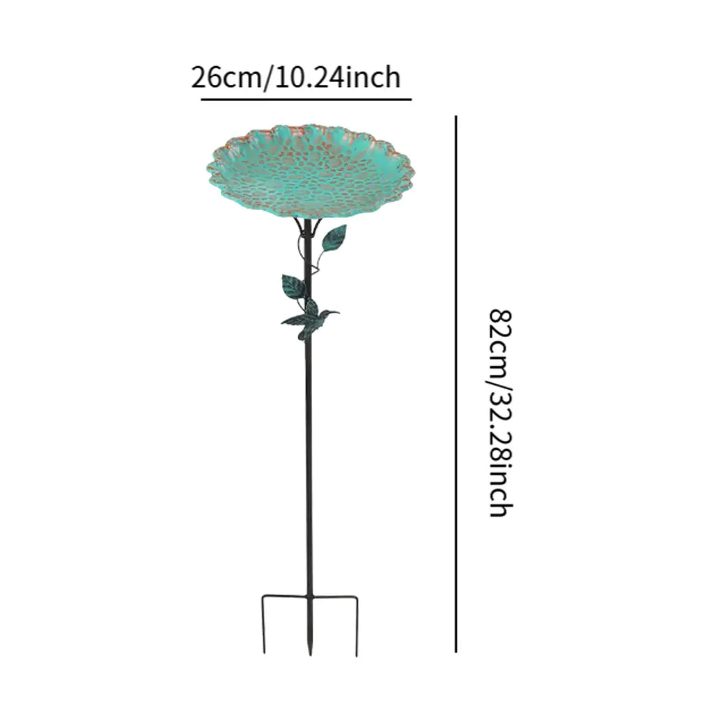 Bird Bath Feeder Bowl 5-Pronged Base Metal Bird Feeder Freestanding Birdbath for Yard Patio Outdoors Garden Iron Pedestal Stake
