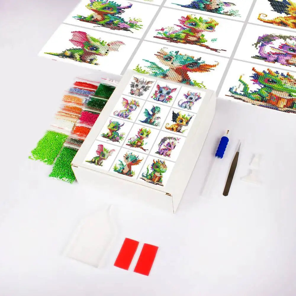 12pcs Dinosaur Diamond Painting