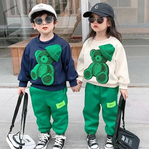 2026 New Kids 2-Piece Outfit Set Cute Sweatshirt + Elastic Waist Pants Casual Tracksuit  Spring Autumn Children Fashion Clothing