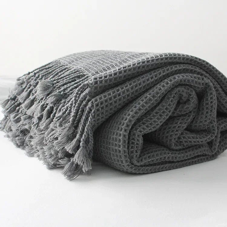 Nordic Waffle Blanket For Beds Sofa Decoration Cover Light Luxury Throw Blanket Bedspread Knitted Shawl Soft Leisure Bed Cover
