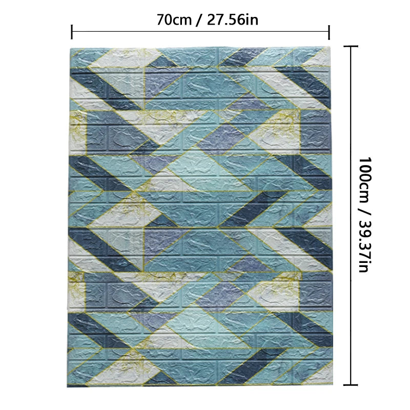 3D Soft Foam Brick Wallpaper Sticker Roll DIY Self Adhesive Living Room Home Kitchen Bathroom Decorative Wall Paper White Blue