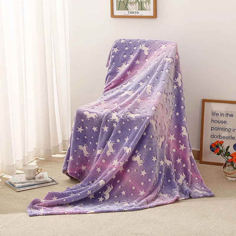 New spacecra Glow in The Dark Blanket Unicorn Gift