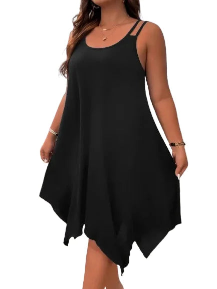 Strappy Asymmetrical Hem T Shirt Midi Dress