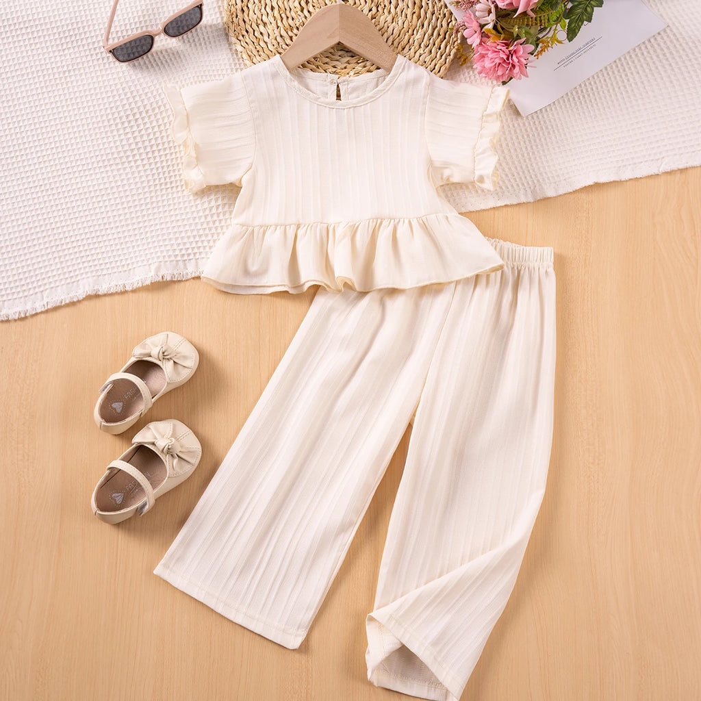 Shorts Sleeves + Wide Leg Pants 2PCS