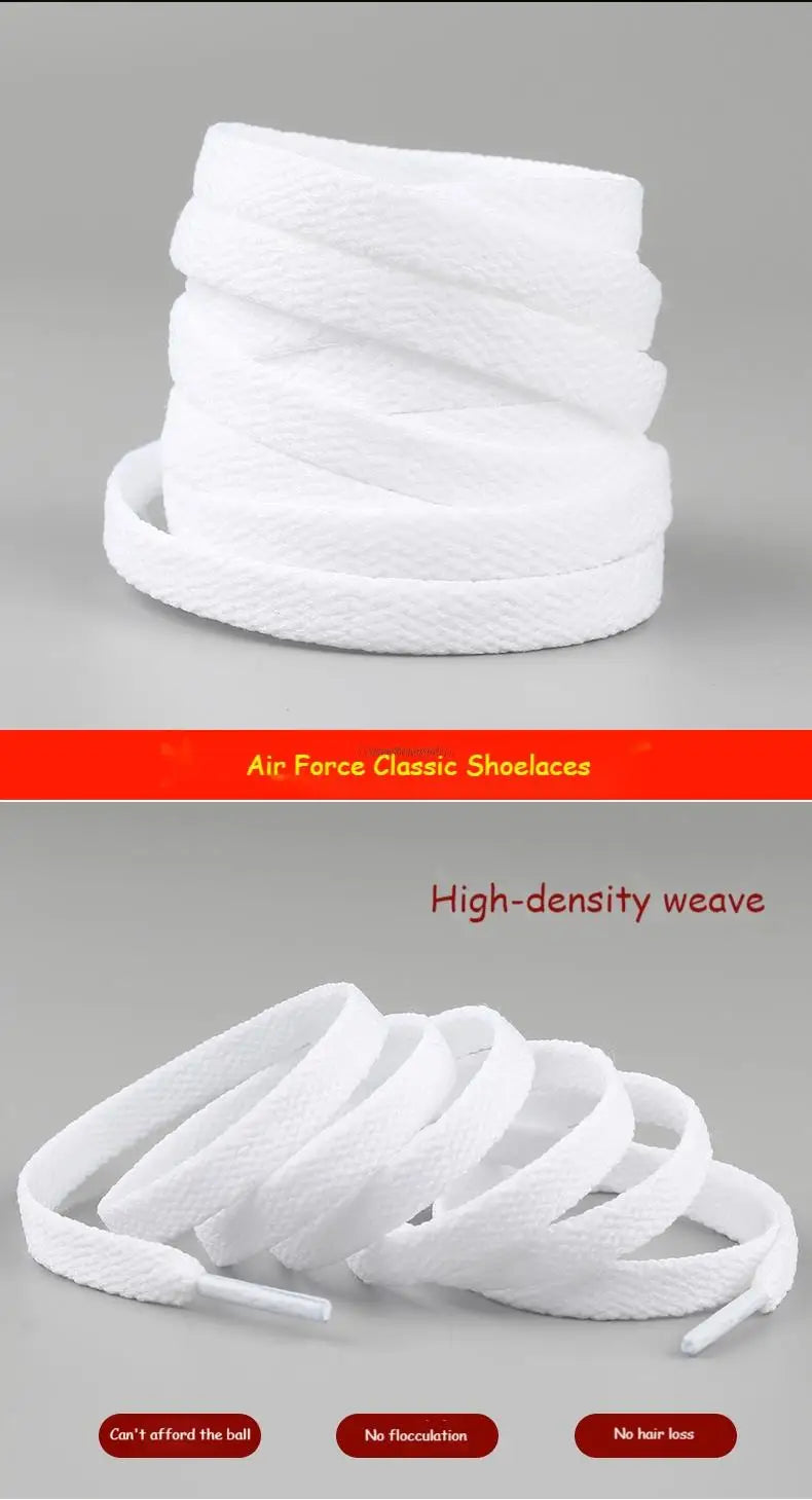 White Flat laces and Shoe Decoration Suit Sneaker Shoelace Fashion Air Force One Shoes Accessories
