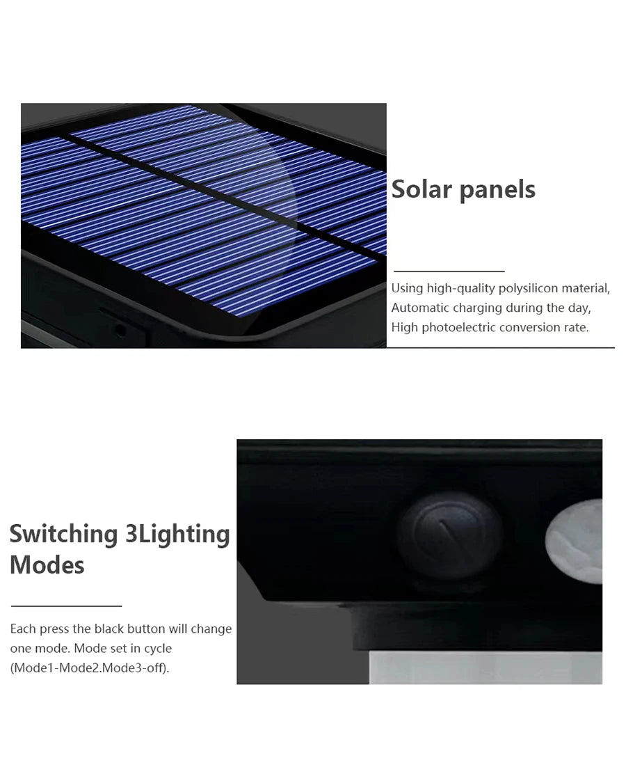 1-4PC Solar Landscape Spotlights Garden Motion Sensor Pathway Lights 3 Modes Waterproof Wall Lamp Patio Lawn Walkway Decor