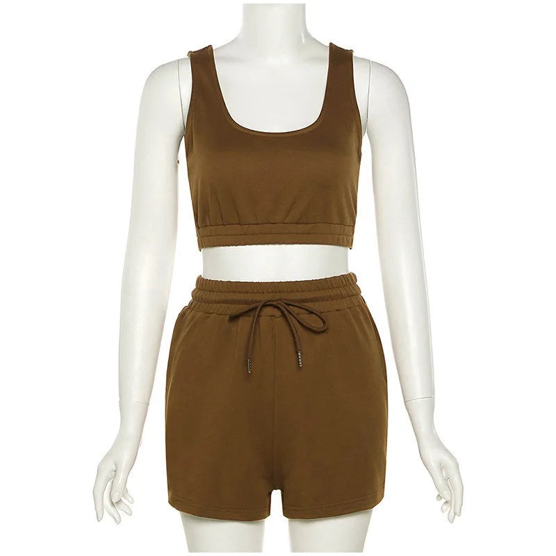 two piece crop top and shorts set