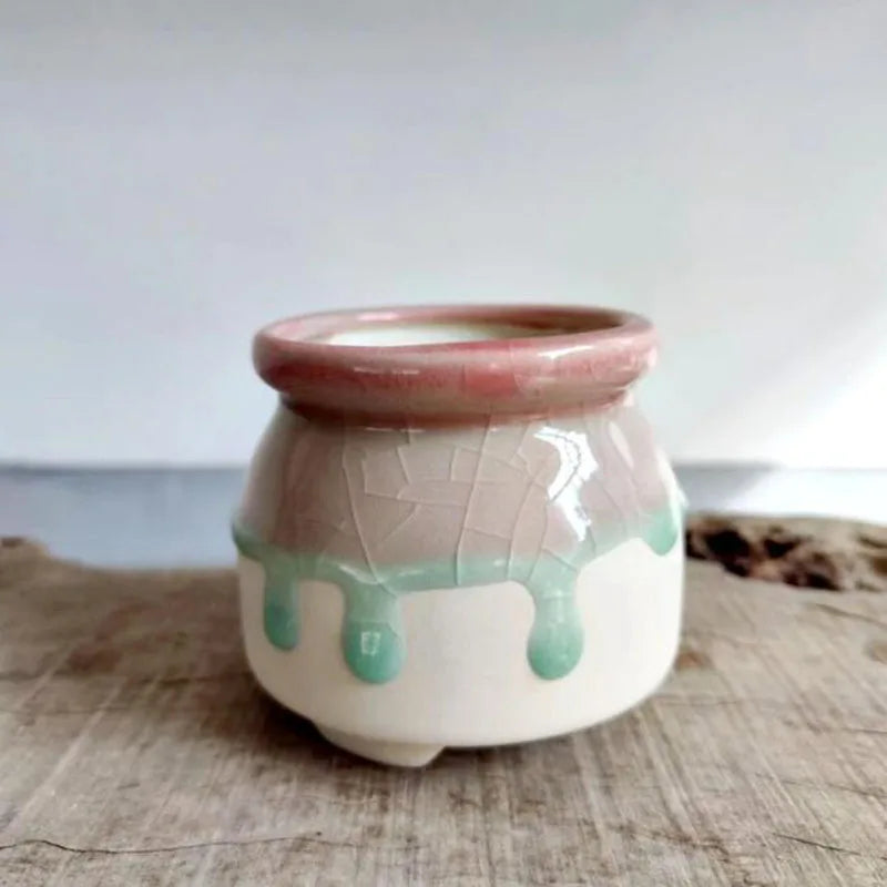 Porcelain Flowing Glazed Plant Pot